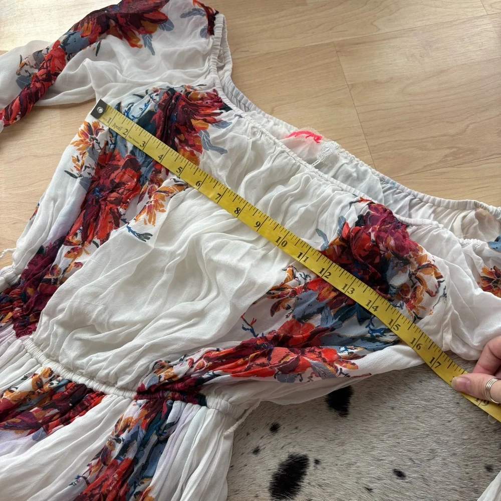 FREE PEOPLE Floral Bardot Printed Maxi Dress Boho Size S - Picture 10 of 11